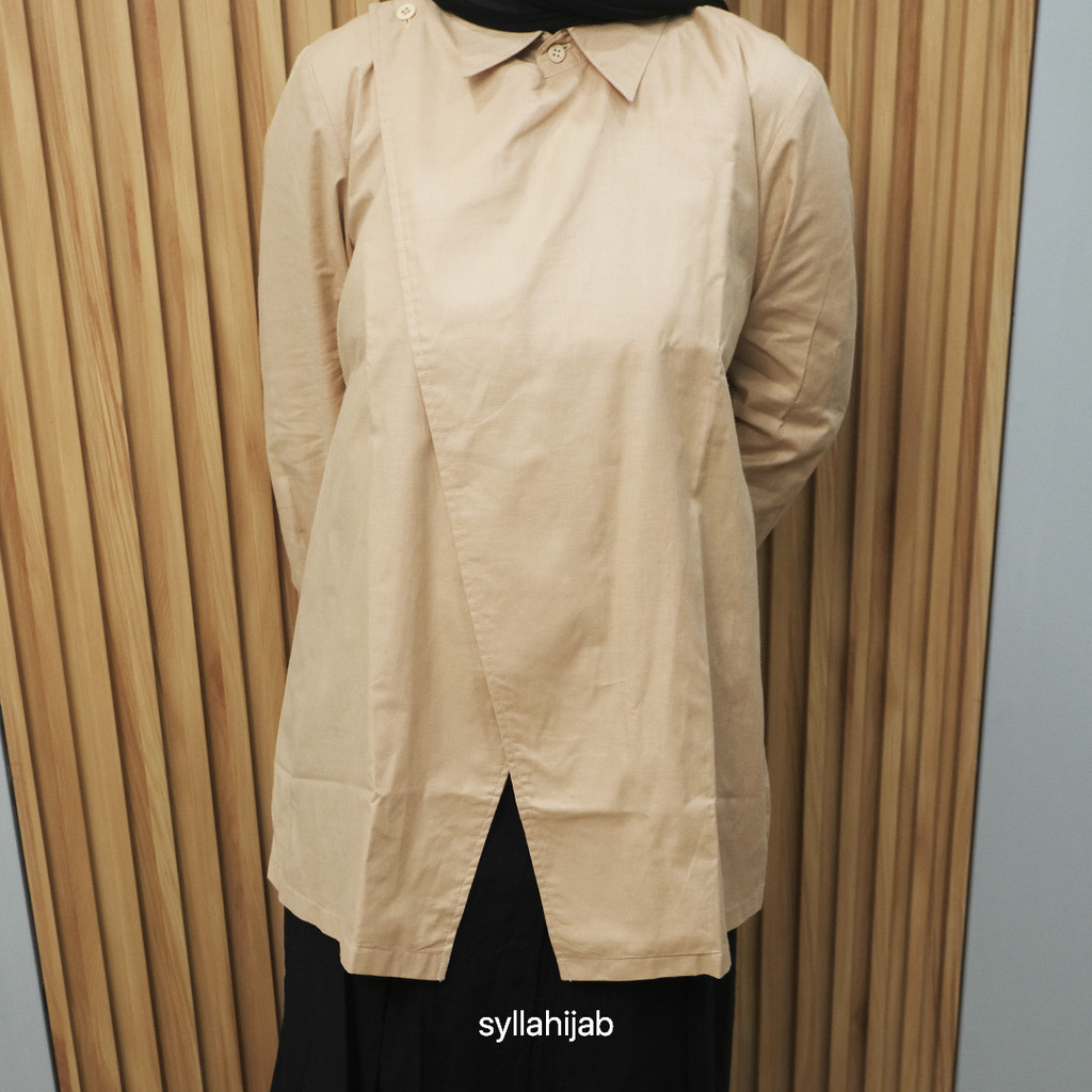 SYLLA Kienka Blouse - Baju atasan wanita bahan papelino kemeja officelook kasual elegan