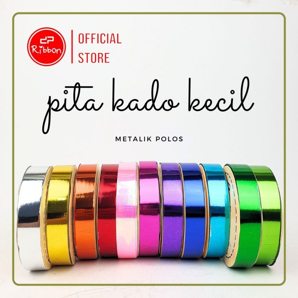 

1 Roll Pita Kado 3/4" Plastik METALIK POLOS 2cm Pita Jepang 2 cm Kertas 18mm