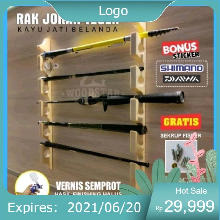 Rak Joran Tegak Kayu / Rak Joran Pancing Dinding Tegak / Rak Joran Kayu / Rak pancing kayu / Rak pan