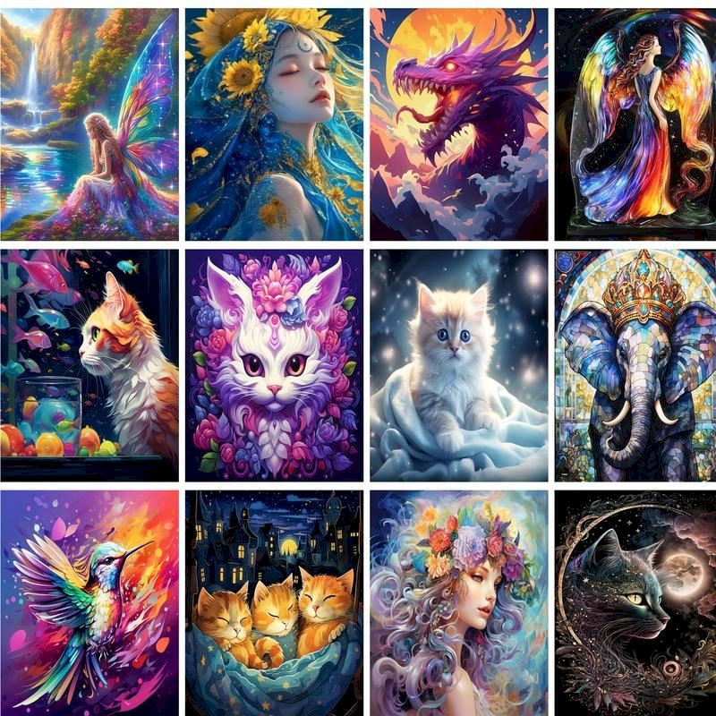 

GATYZTORY Acrylic Painting By Numbers On Canvas Paint Kit Figure Animal Coloring On Numbers Handpainted Wall Decor Gift