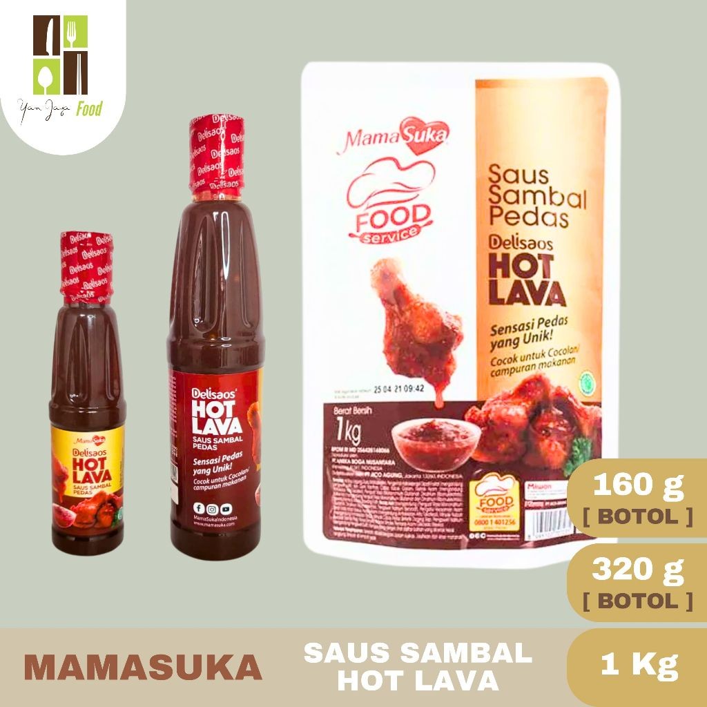 

Mamasuka Saus Sambal Pedas Delisaos Hot Lava [1Kg/320g/160g/Sachet]