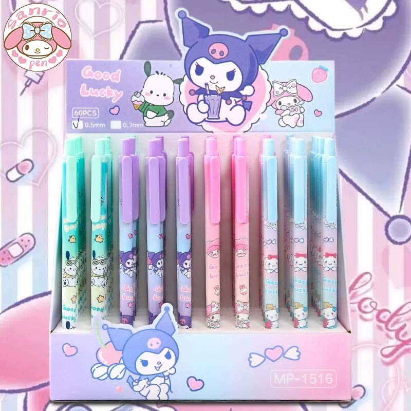

Mechanical Pencil Sanrio Cartoon 60pcs Kuromi Melody Pochacco Movable Pencils Primary School Student Stationery 0.5 0.7 Black