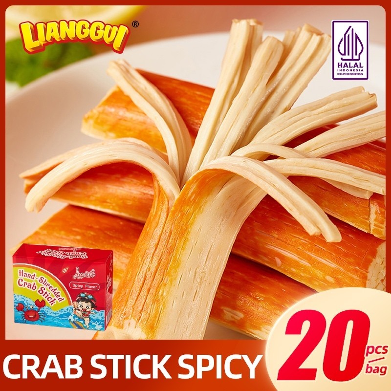 

Lianggui Crab Stick Snack Cemilan Siap Saji BBQ/Spicy Flavor Box Isi 20Pcs Enak Cemilan HALAL
