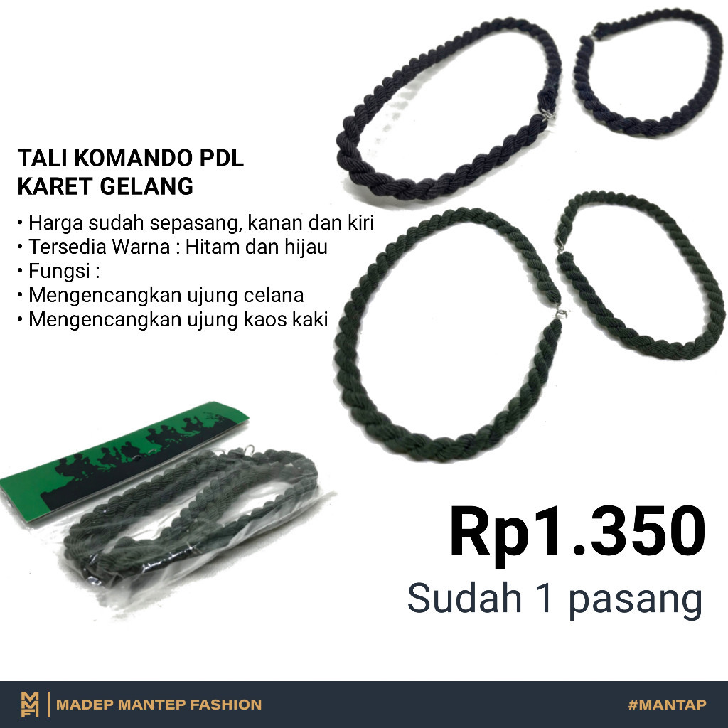 TALI KARET CELANA PDL Tali Komando Pdl Karet Gelang Celana PDL Karet Gelang Kaos Kaki Satu Pasang - 
