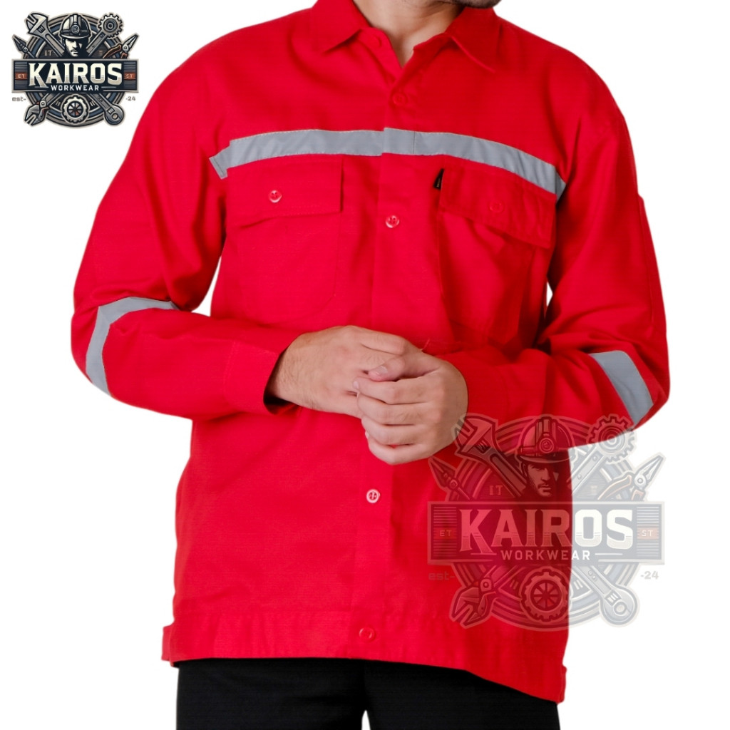 KEMEJA SAFETY PANJANG KAIROS WORKWEAR ATASAN KEMEJA SAFETY  PDL LENGAN PANJANG SCOUTLIGHT REKLEKTIF 