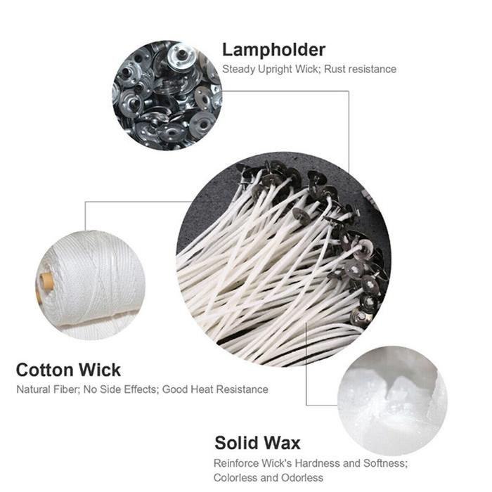 100Pcs 15 / 20cm Sumbu Lilin Bahan Katun Candle Wicks Waxed Cotton Sumbu Lilin Tebal - 100pcs 15cm