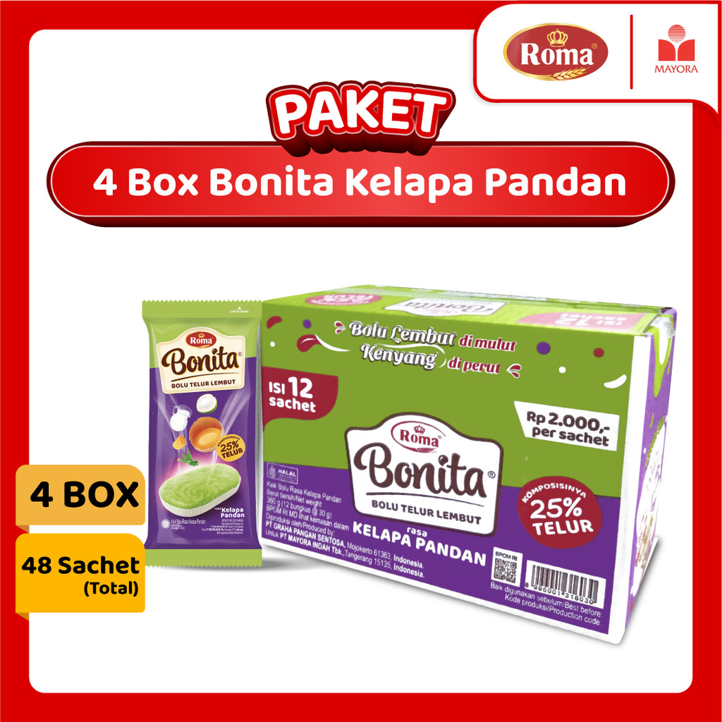 

Paket 4 Box Roma Bonita Kelapa Pandan