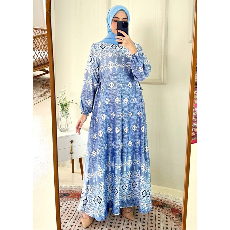 Gamis Silk Motif Bunga Bahan Silk Jumbo Busui