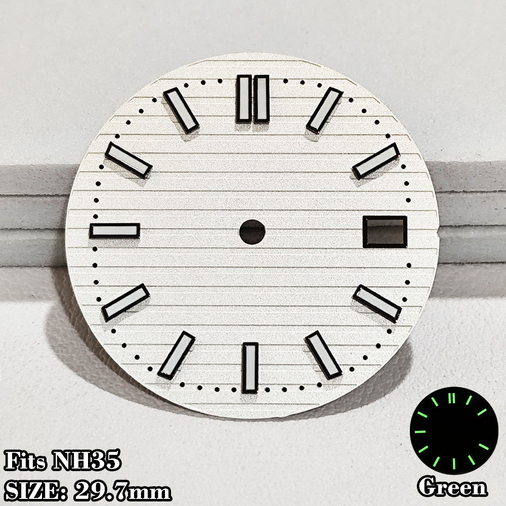 Custom Logo Dial Fit NH35 Movement Dial 29.7mm Watch Dials Green Luminous 3 O'clock High QualityWatc