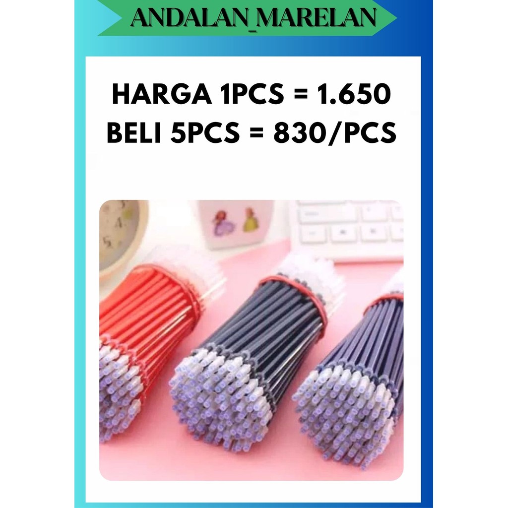 

AM REFILL TINTA PENA GEL PULPEN BOLPOIN PEN CAIR 0.5 MM HITAM / BIRU / MERAH