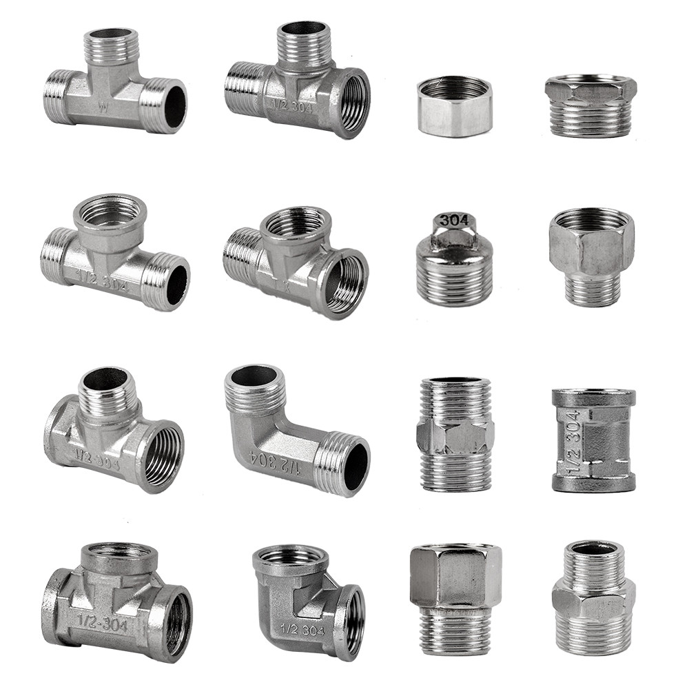 Stainless Steel Tee Type Reducing Elbow Butt  1/2" 3/4" Female Male Thread Cap Plug Pipe Fitting Cou