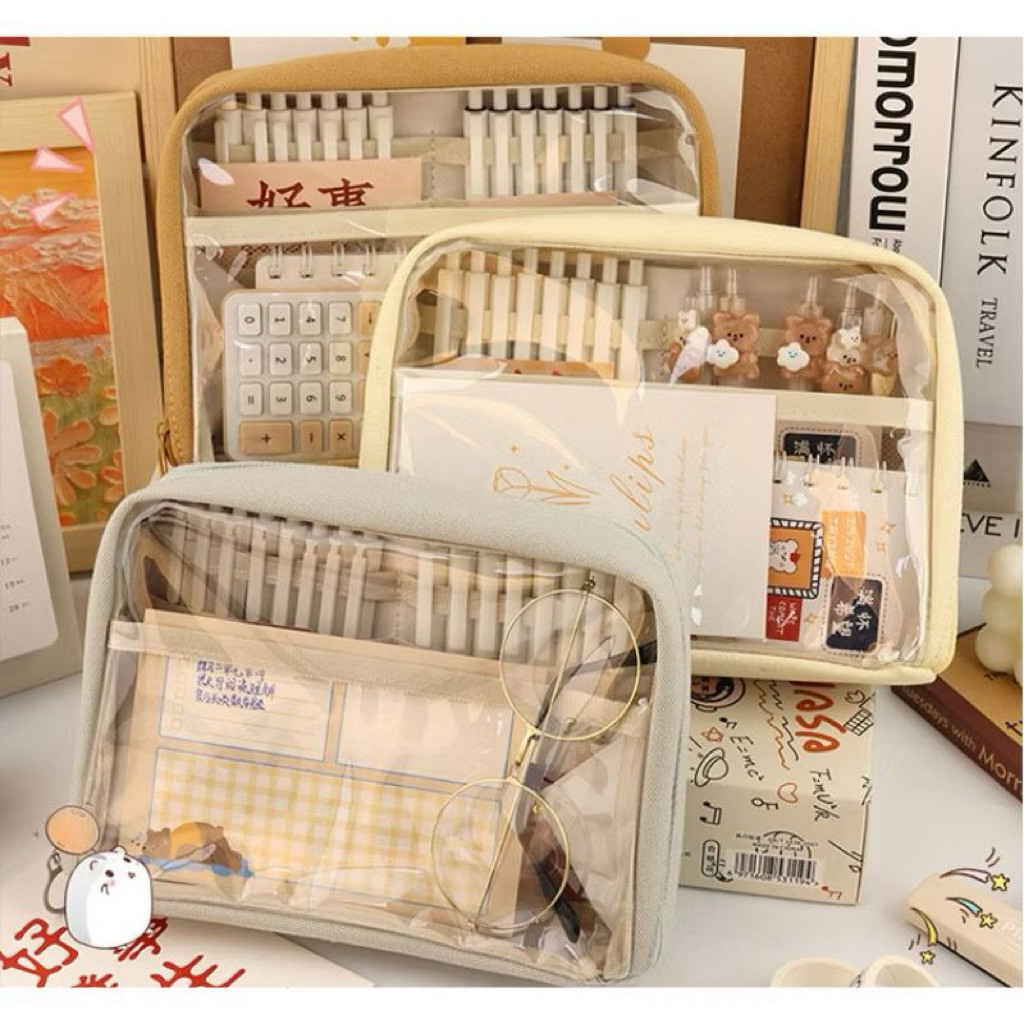 

Pencil case mika transparan// pouch multifungsi // tempat pencil kapasitas banyak barang dhp 106