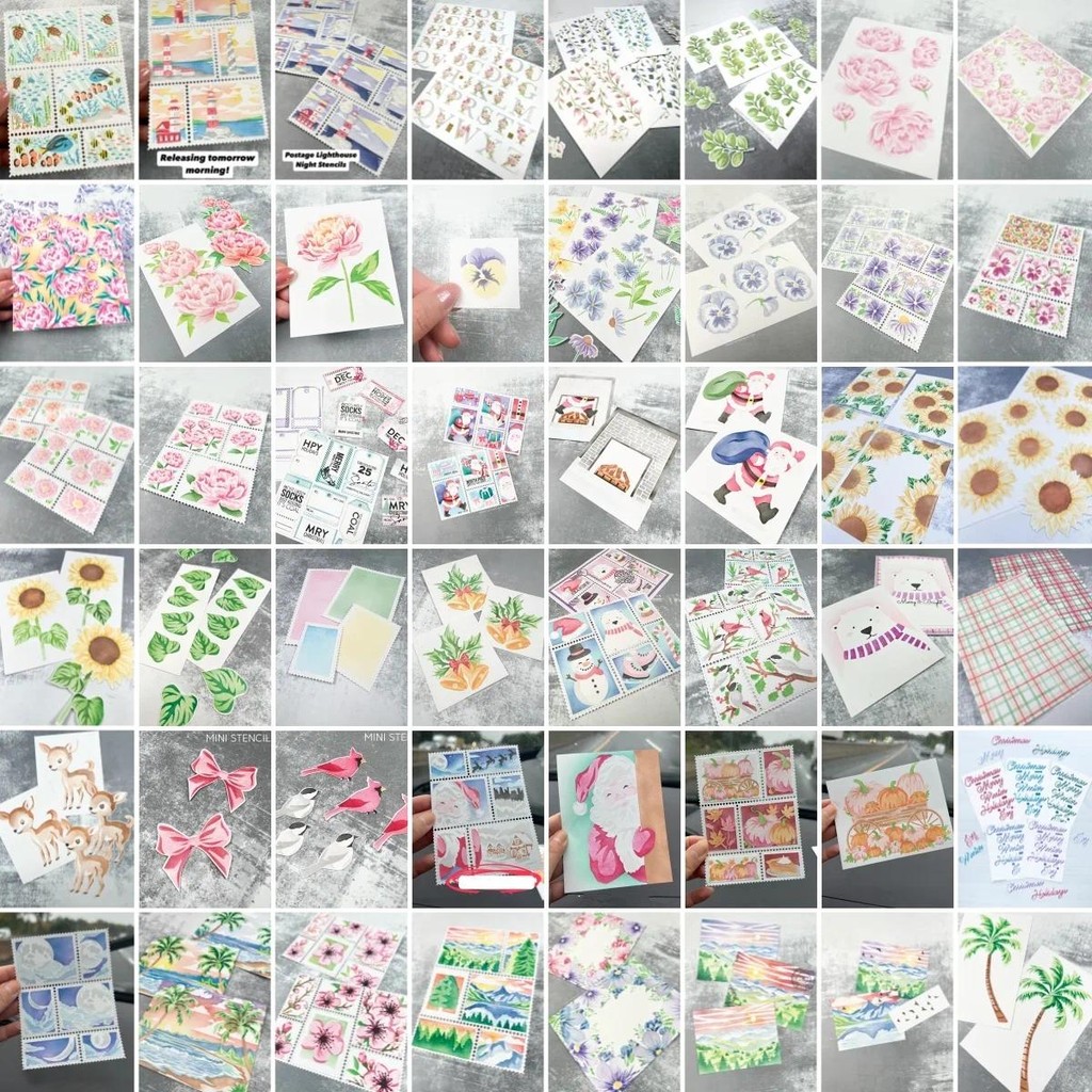 

Layering Stencils Blossoms Postage Leaf Flowers Tree Birds DIY Decorating Scrapbook Paper Card Album Craft Santa Claus Summer