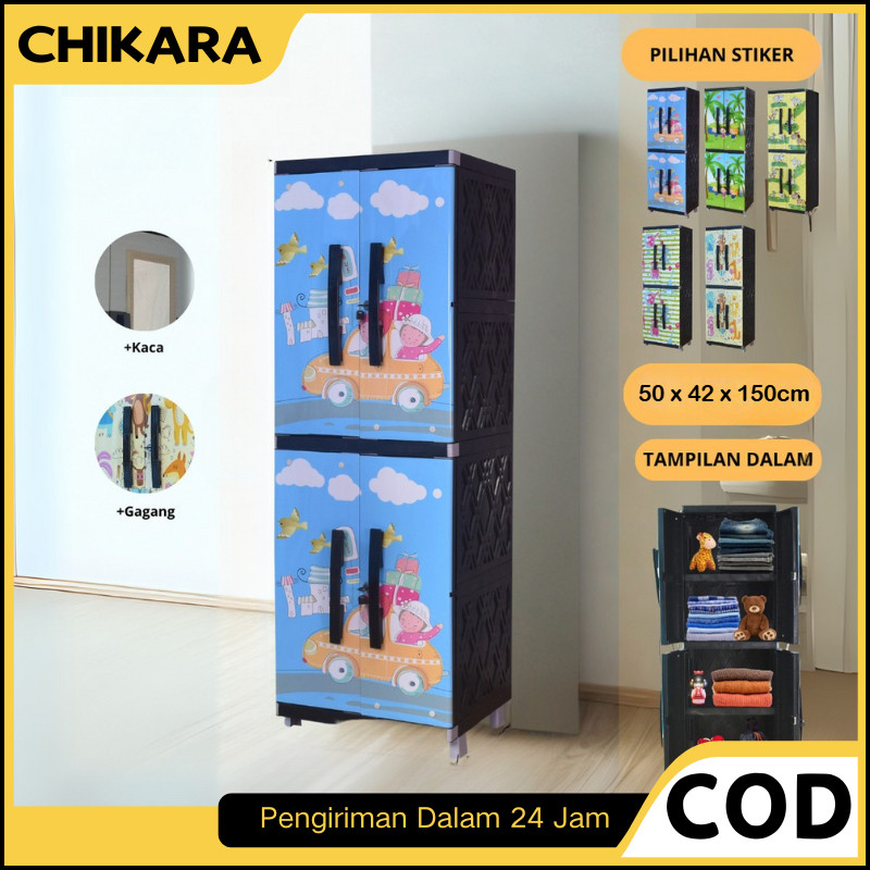 CHIKARA Lemari Pakaian Plastik KINARA Lemari Stiker Karakter Lemari Kunci Lemari Susun Rak Baju