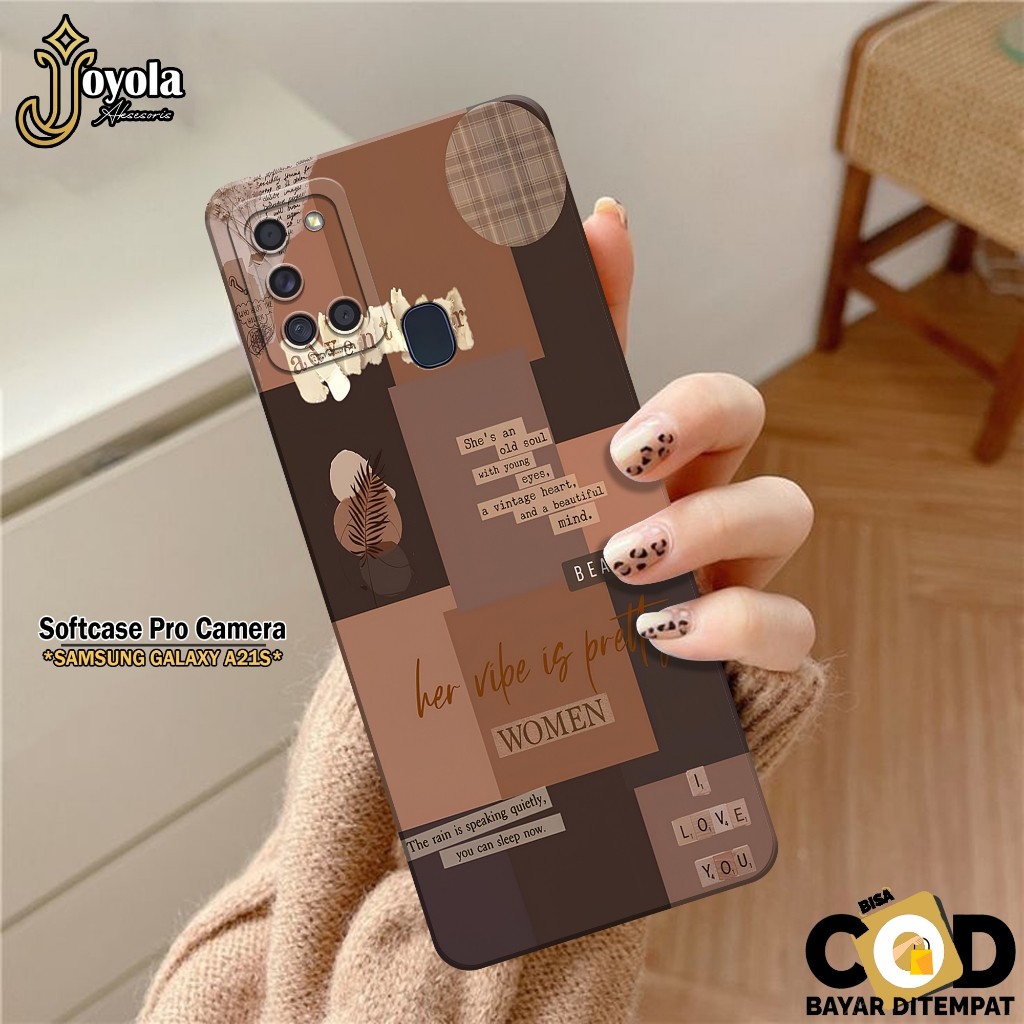 JOYOLA Case Samsung Galaxy A21S - Fahion Case Aesthetic - Softcase Samsung Galaxy A21S - Pro Camera 