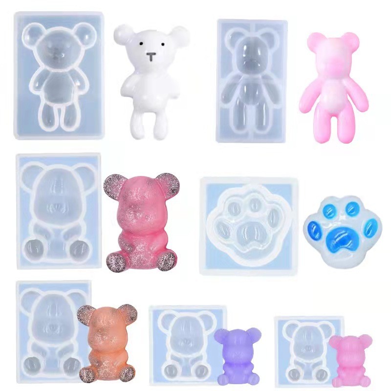

Semi-dimensional Violent Bear Silicone Mold DIY Sitting Bear Paw Handmade Keychain Pendant Crystal Epoxy Resin Mold