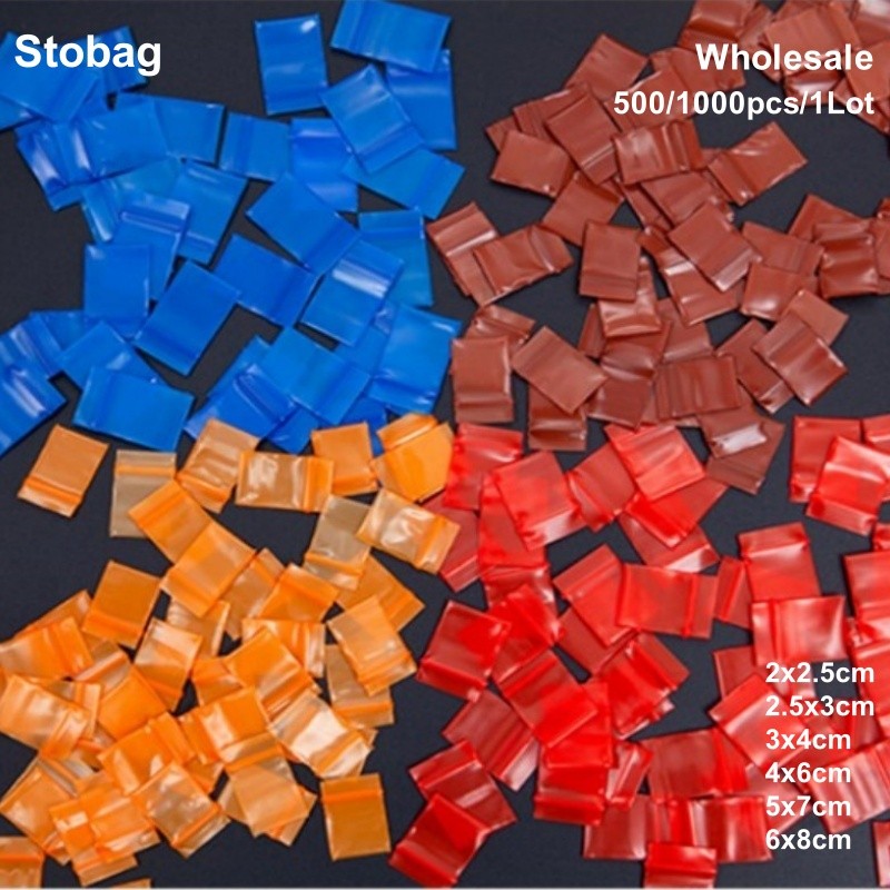 

StoBag 500/1000pcs Wholesale Color Mini Zipper Plastic Bags Clear Small Sealing Jewelry Food Packaging Pouch Storage Reusable