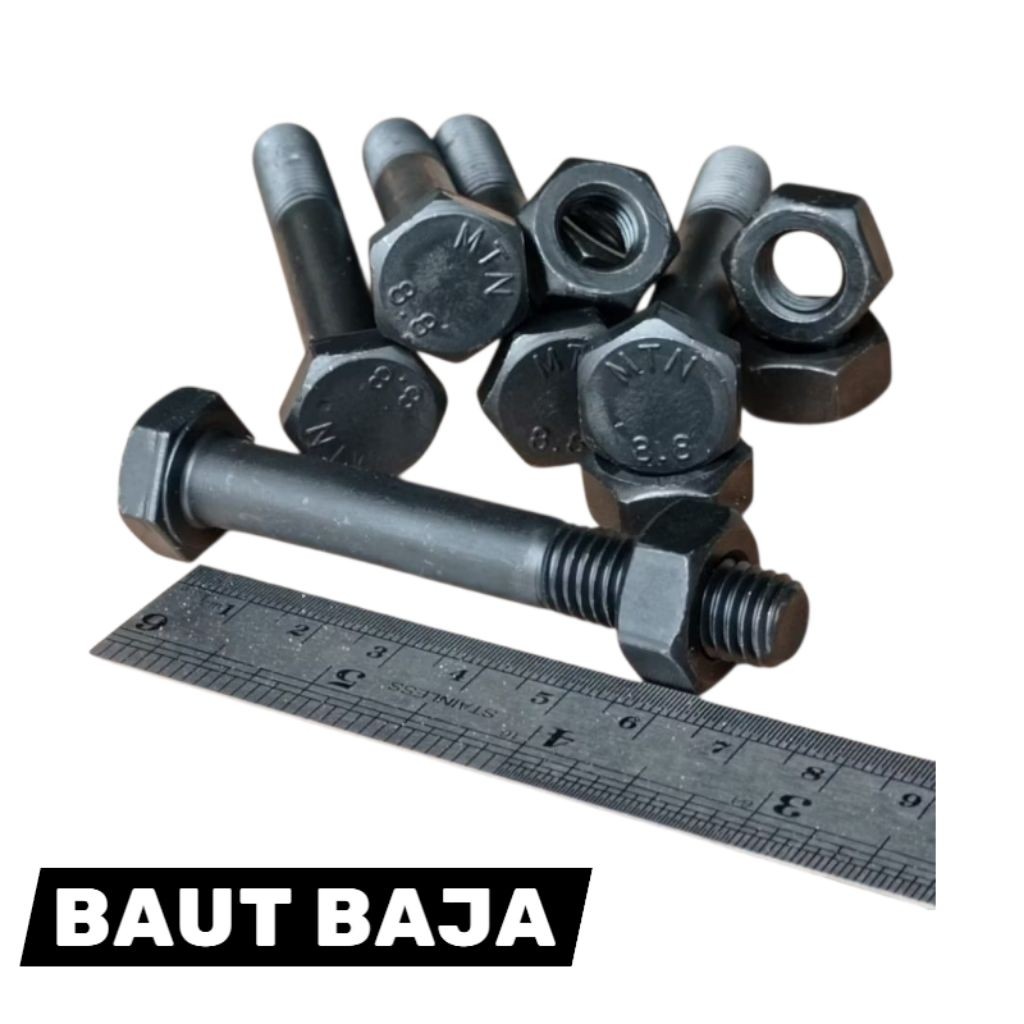 BAUT BAJA HTB 8.8 M10 X 70 HALF DRAT / BAUT 17 KUNCI 17 / BAUD HALF DRAT 17 / BAUT BAJA M10 X 70 HIT