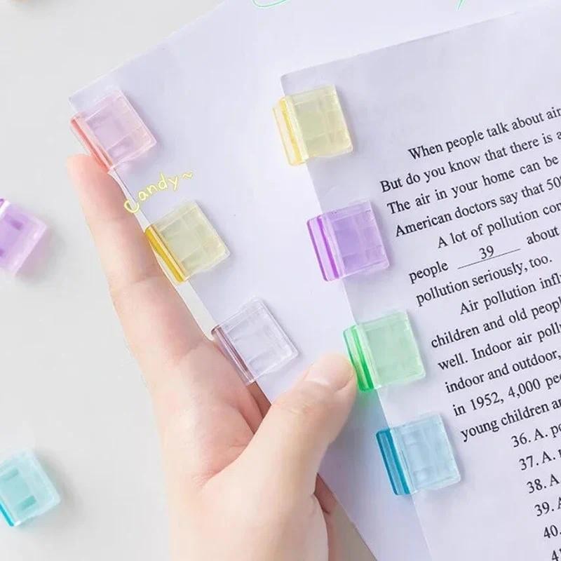 

5/10pcs Staples Paperclips Kawaii Transparent Paper Clips Documents Notebook Bookmarks File Index Page Holder Clamp Binder Clips