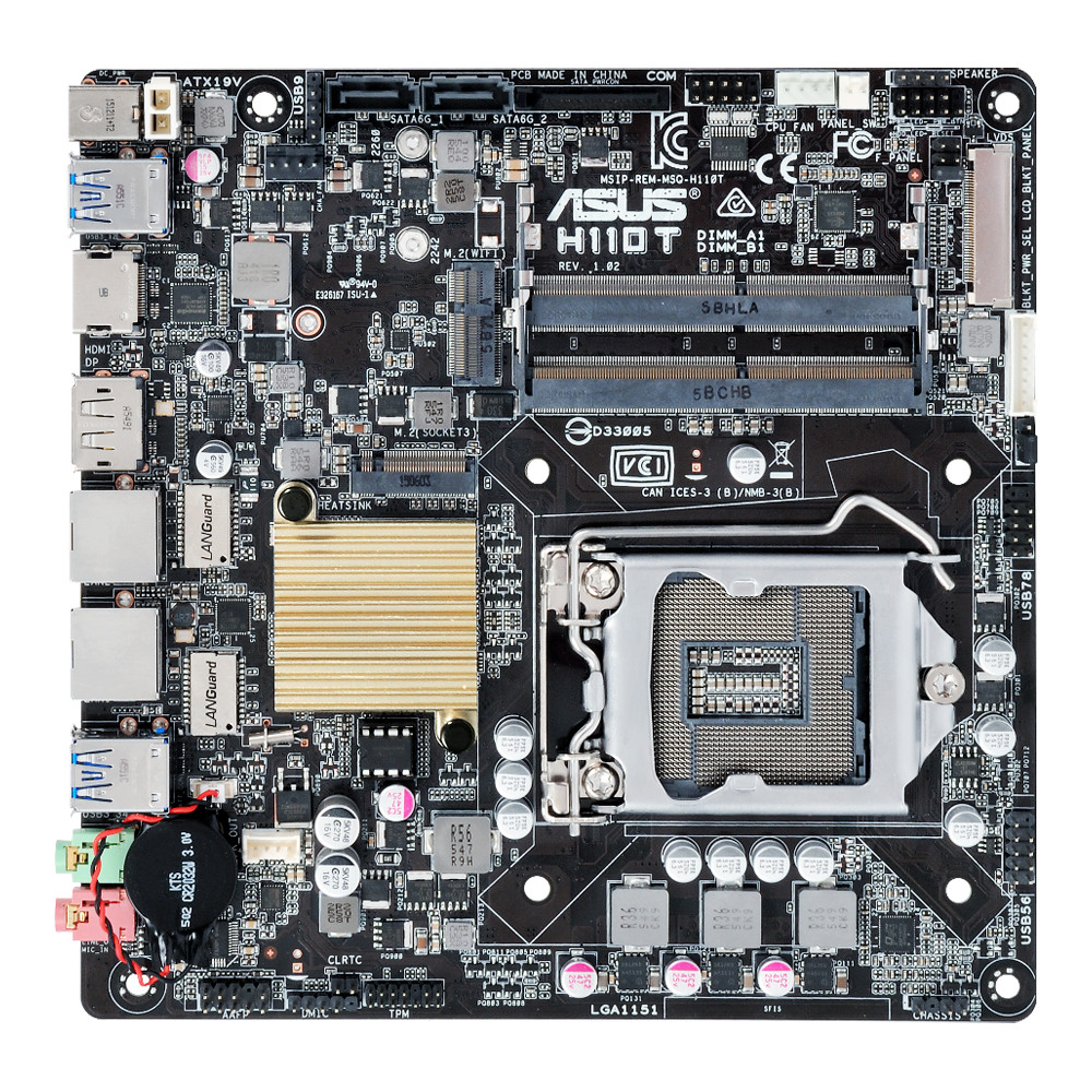 Asus H110T Mini ITX Motherboard LGA 1151 DDR4 32GB M.2 support Core i3-6300 Core i5-6400 Core i5-740