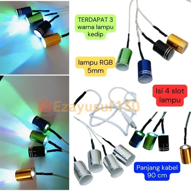 lAMPU LED SOROT SOUND MINIATUR 4 LAMPU RGB 5 mm (4 warna kedip)