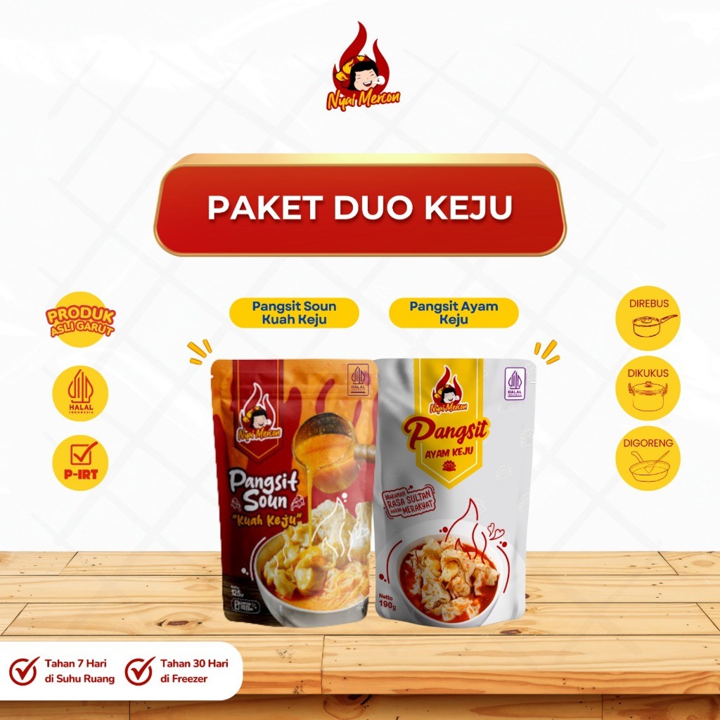 

Nyai Mercon – Paket Duo Keju ( Pangsit Keju dan Pangsit Soun Kuah Keju )