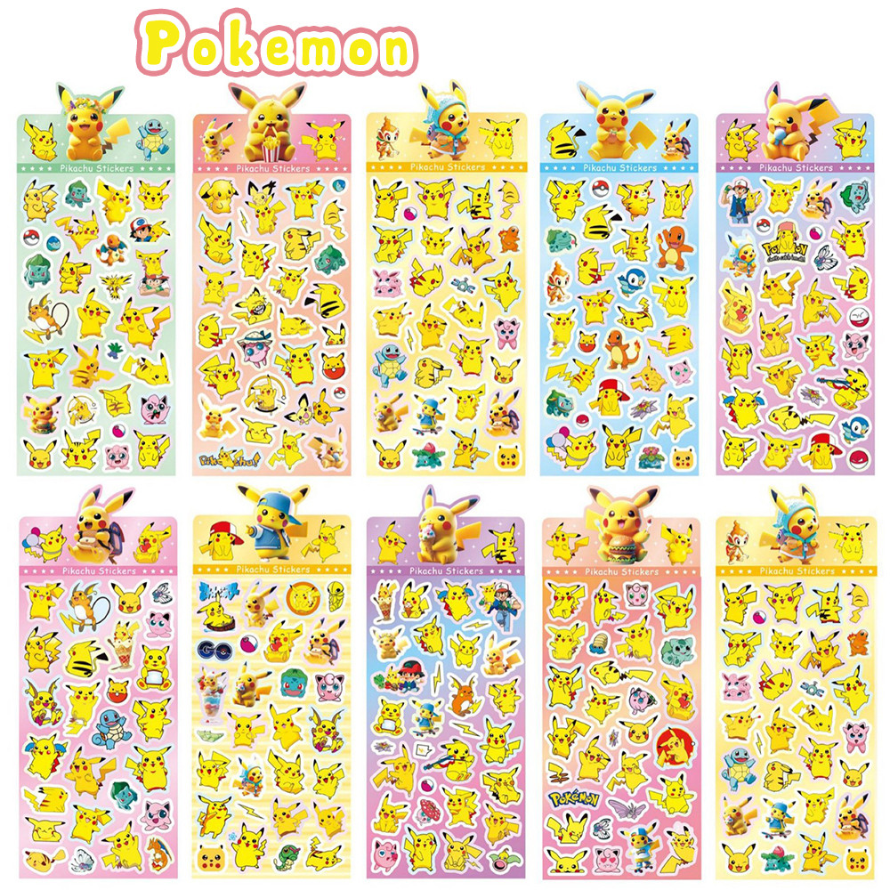 

1/20Sheets Mix Pokemon Pikachu Anime Stickers Cute Hand Acount Suitcase Phone Case Laptop Stickers Kids Toys Gifts