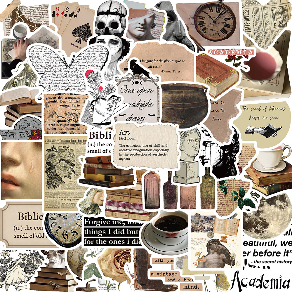 

50PCS Dark Academia Stickers Nostalgia Gift Cafe DIY Laptop Phone Luggage Guitar Bottle Art Picture Community Dormitory ﻿