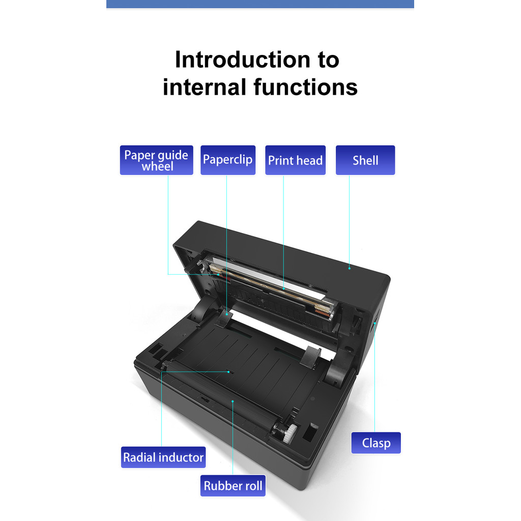

Smart Printer Black Bluetooth Inkless Printer Thermal Printer Maker Compatible Mac,iOS,Windows For School Office Small Business