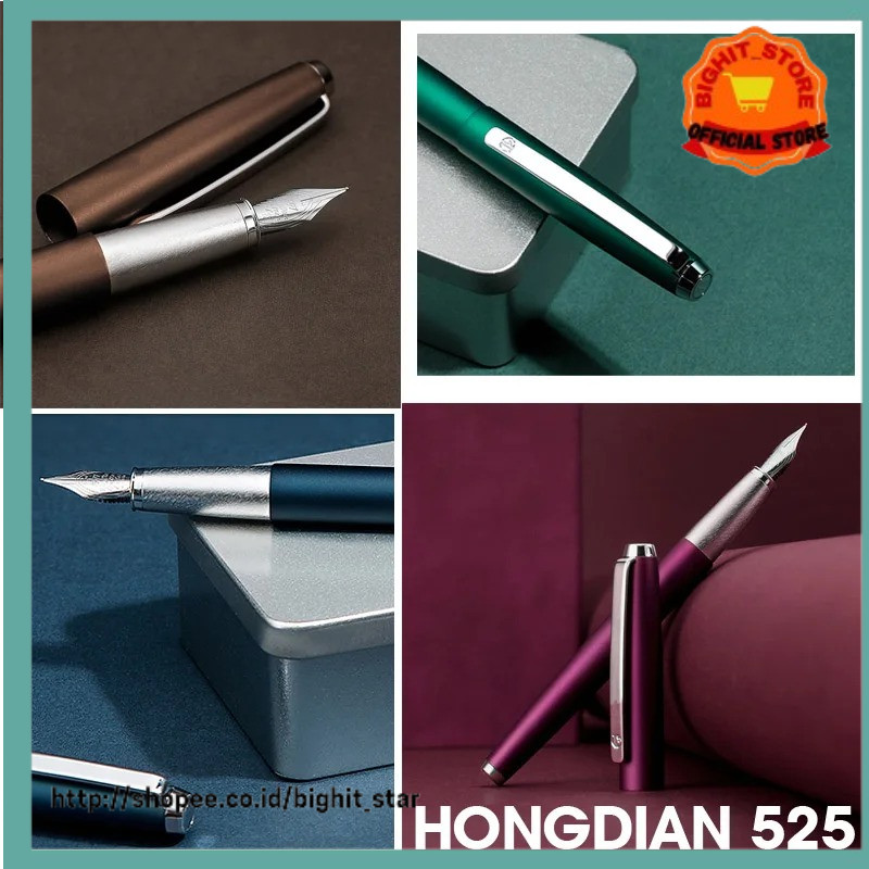 

HongDian 525 Metal Matte Fountain Pen Iridium F 0.5mm nibS Ink Pen For students School Office writing supplies Xmas gift pens