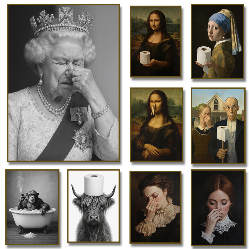 

Funny Bathroom Victorian Queen Portrait Poster Canvas Painting Prints Wall Art Picture Toilet Humor Amusing Gift Home Decor