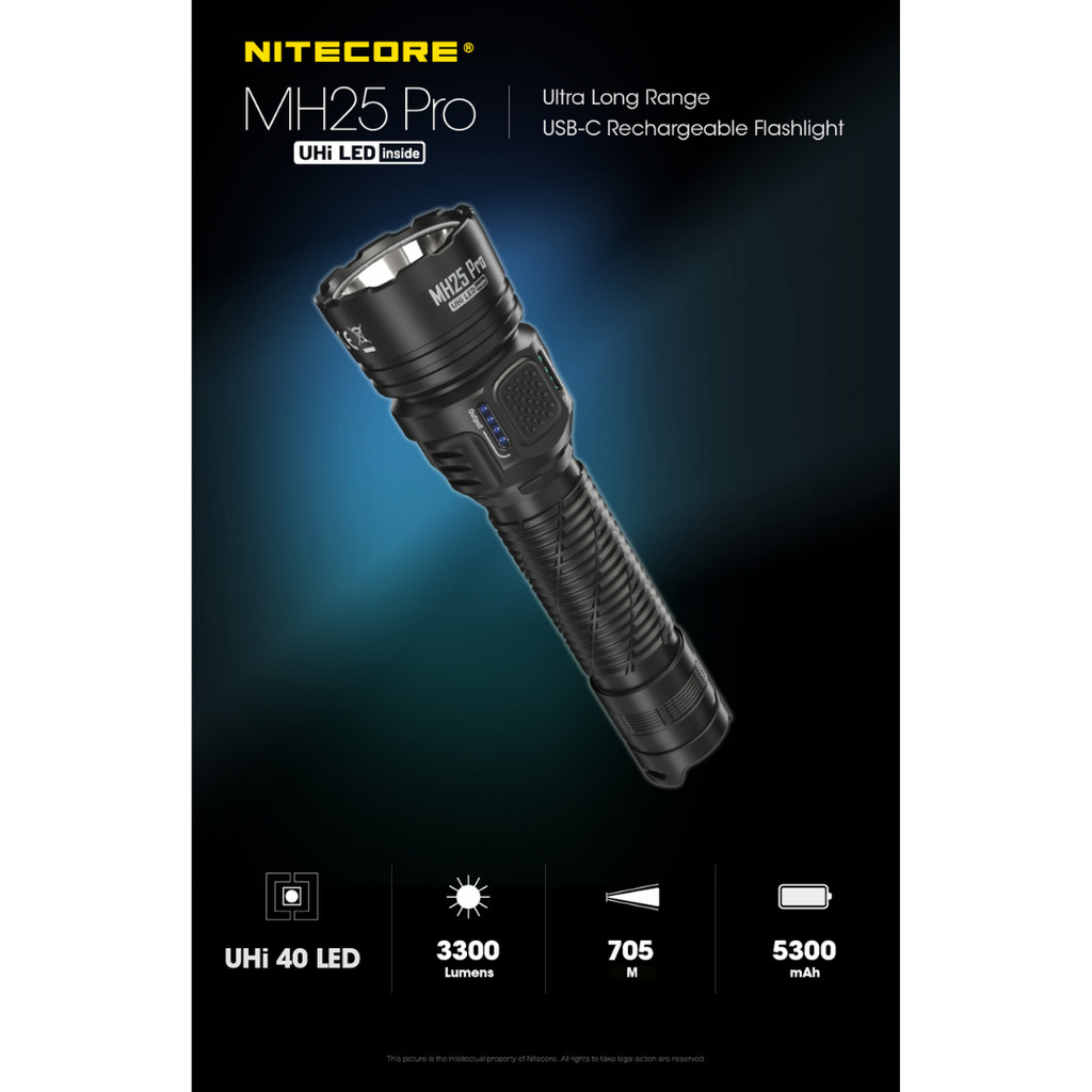 NITECORE Senter LED Flashlight Tactical NiteLab UHi 40 3300 Lumens - MH25 Pro -BR