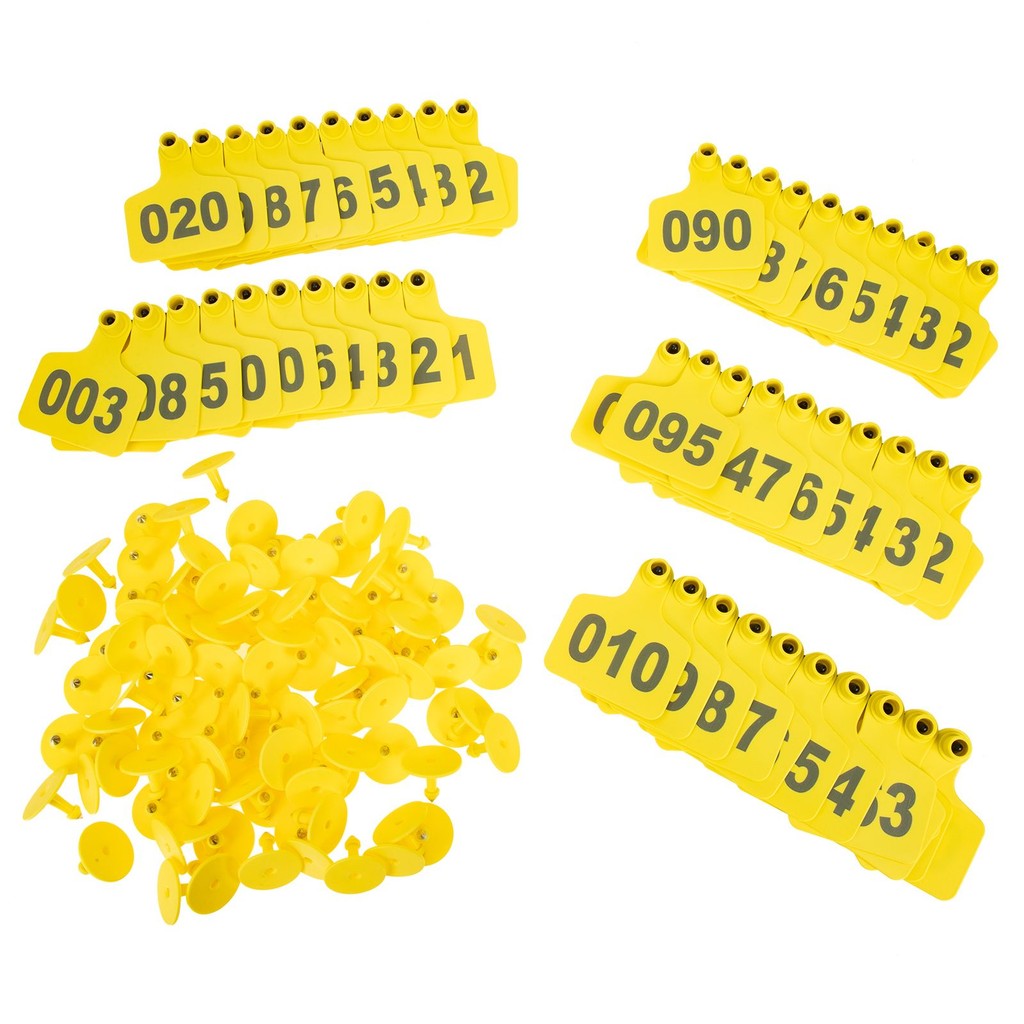

100 Sets Strong Plastic Cow Ear Tags For Pig Livestock Management Colorful Animal Id Labels Numbered Veterinary Ear Tags Pet