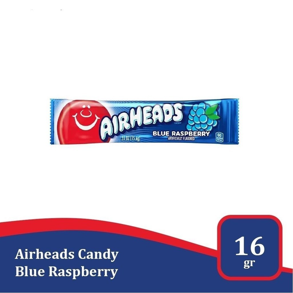 

AirHeads Blue Raspberry 0.55-Oz - permen rasa buah import USA