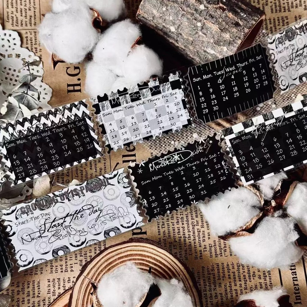 

LinLanXi Studio Vintage Calendar Notes Washi PET Tape for Card Making DIY Scrapbooking Plan Decorative Sticker