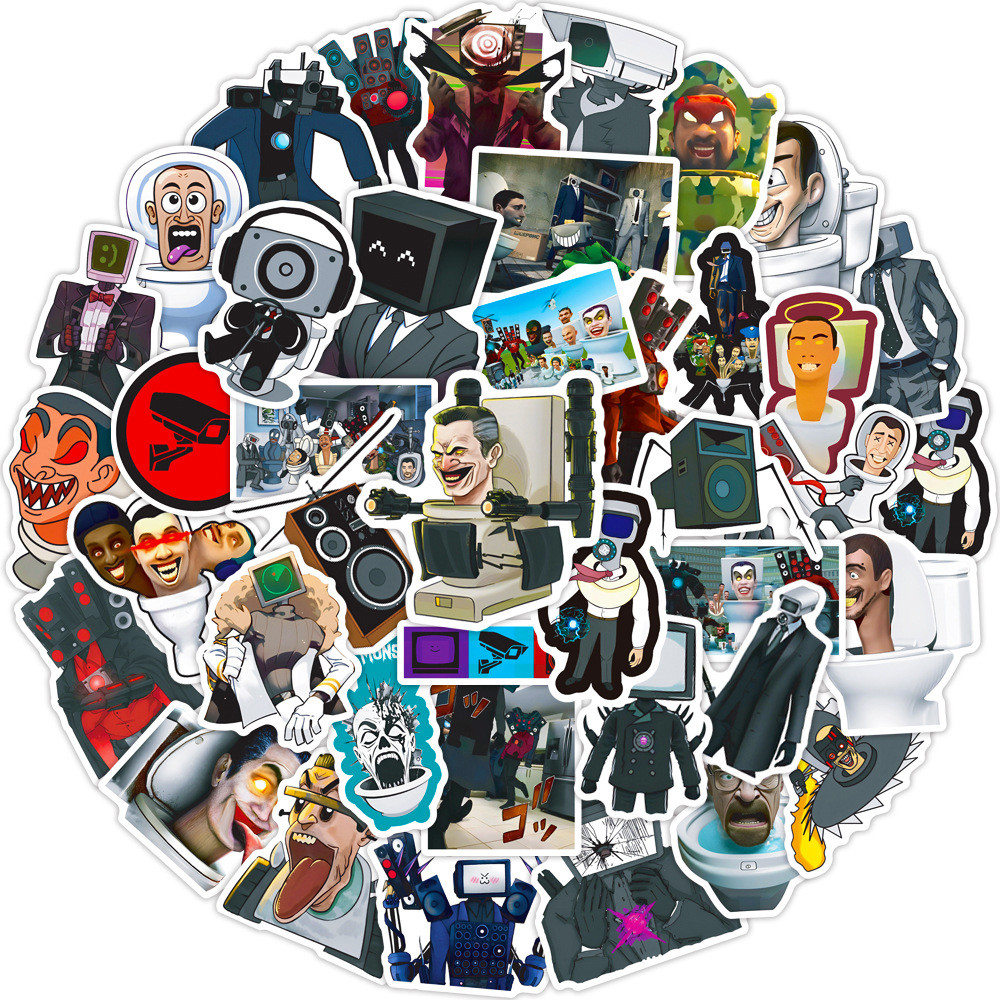 

10/30/50pcs Cartoon Skibidi Toilet Cameraman Stickers Funny Graffiti Sticker DIY Phone Scrapbook Skateboard Decals for Kids Toy