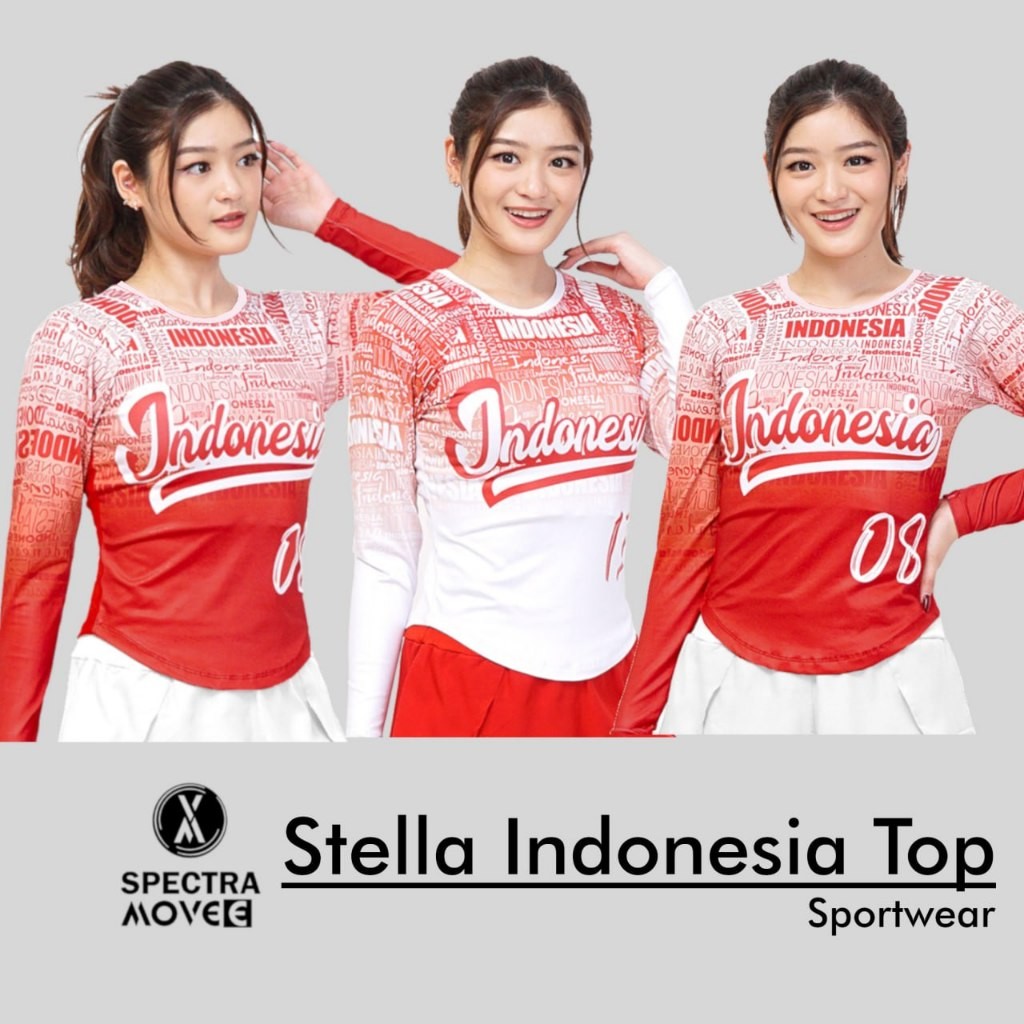 PUTRINEE Baju Senam STELLA INDONESIA kaos indonesia kaos tangan panjang kaos senam murah atasan zumb