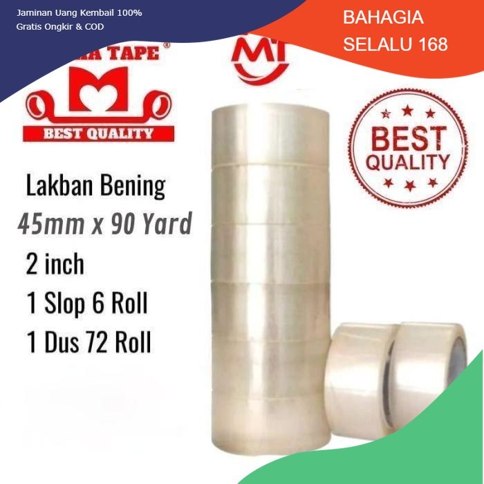 

Lakban Mulia Tape Ukuran 45mm X 90 Yard No.1 Kemasan 1 Selop