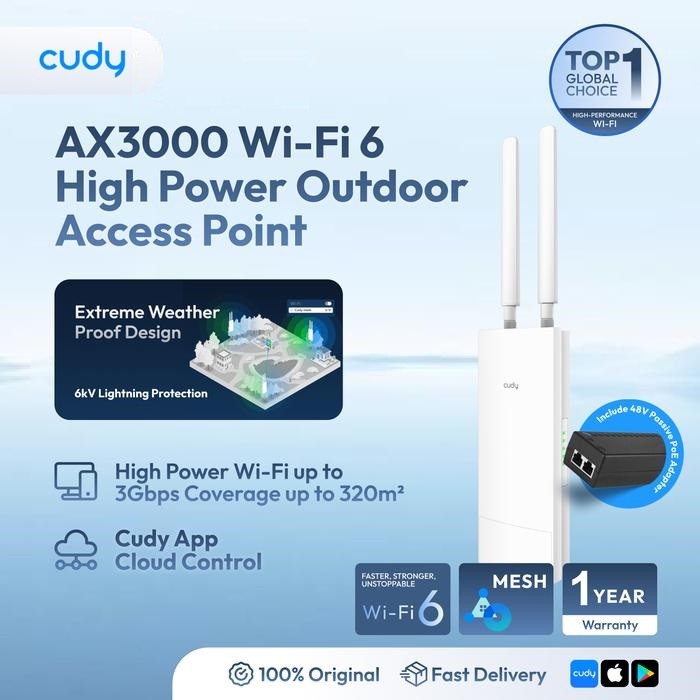 Cudy AP3000 Access Point Wireless WiFi 6 AX3000 Outdoor 2 Antena M