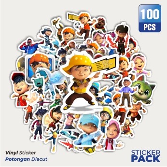 

Super Hemat! 100 PCS Stiker Kartun Series Boboiboy Karakter Mix Waterproof Aesthetic- Untuk Laptop, Motor, dan Helm - Paper Stationery Pack