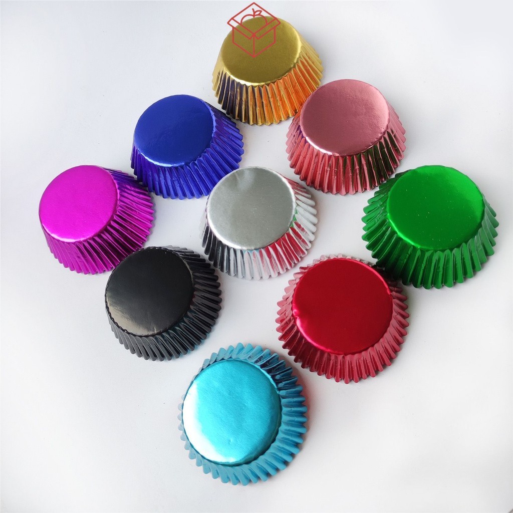 Cup Kue Kertas Emas Perak Silver | Cupcake Metalic Polos 100 Pcs | Paper Cupcake Muffin Case | Alas 