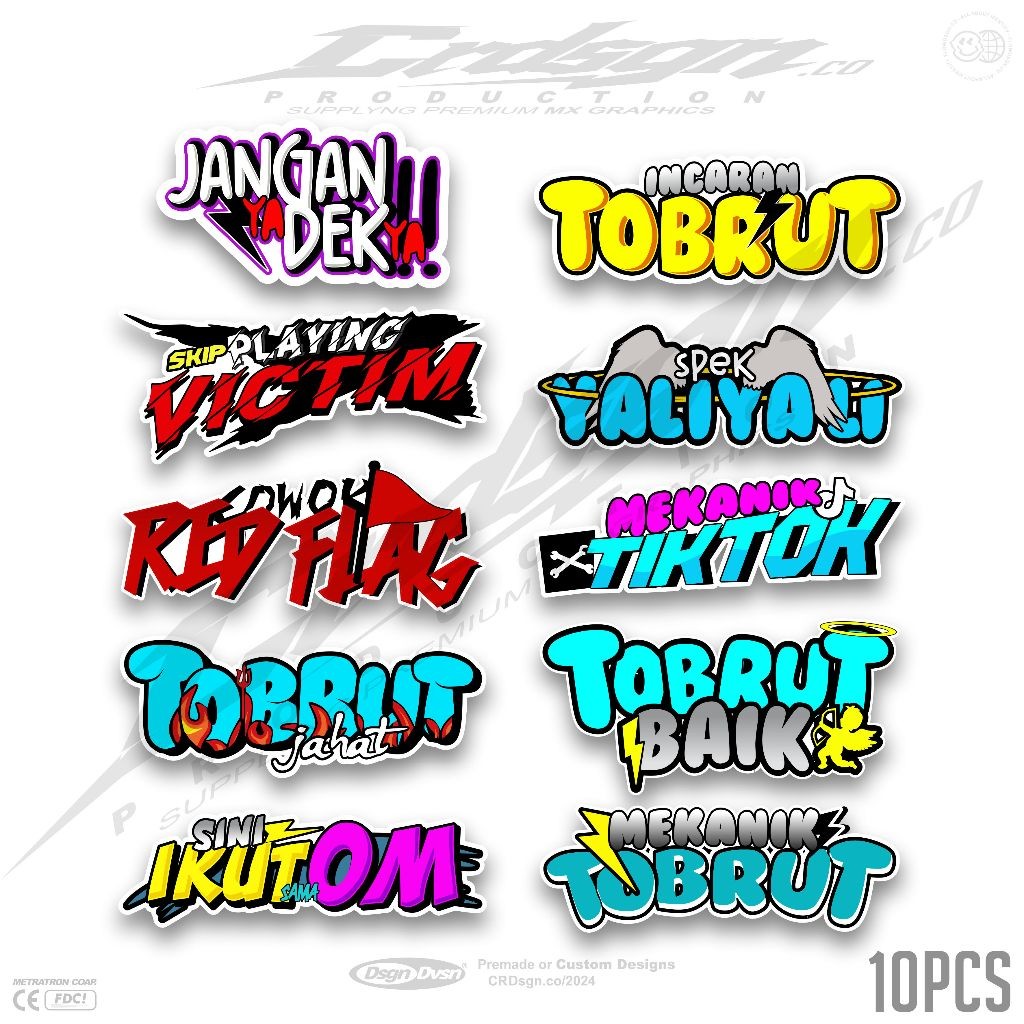 

STIKER PACK ISI 10 STANDAR MEKANIK TOBRUT,TOBRUT BAIK,INCARAN TOBRUT,TOBRUT JAHAT,DLL,SUDAH CUTING