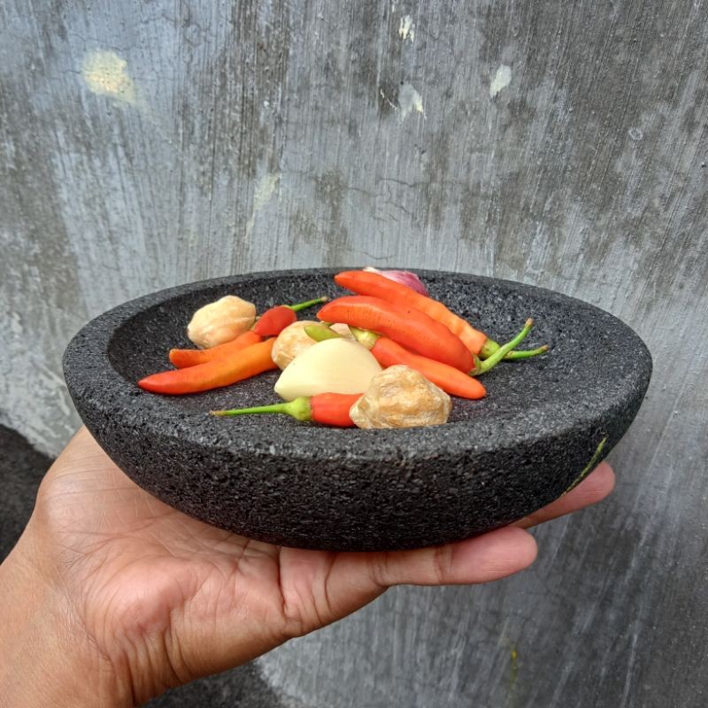 Cobek Batu Asli 20 22cm free ulekan batu asli Cobek Batu Asli Magelang