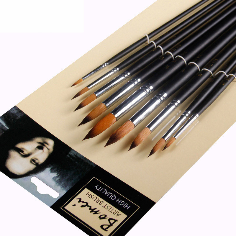 

Watercolor Paint Brushes Professional Round Painting Brush 9Pcs/set Paint Brush for Watercolor Oil Acrylic Painting Long Handle