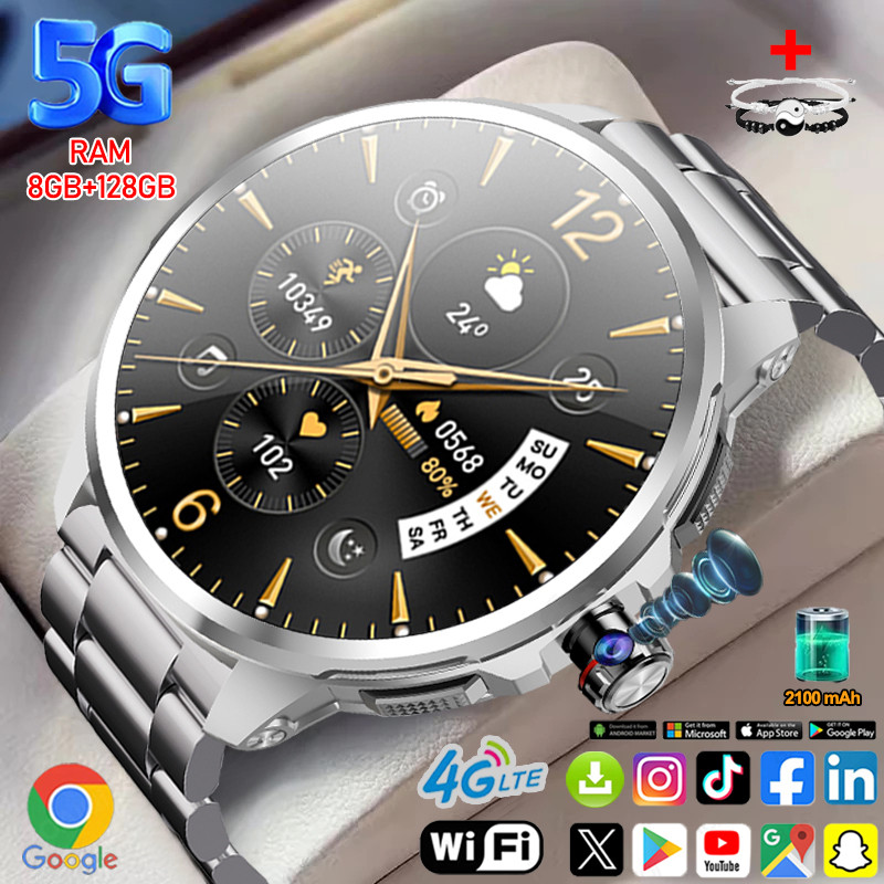 5G/4G All-Network Smart Watch 1.95 inch AMOLED 2100mah Battery 8GB+128GB RAM 900W Camera GPS WIFI Go