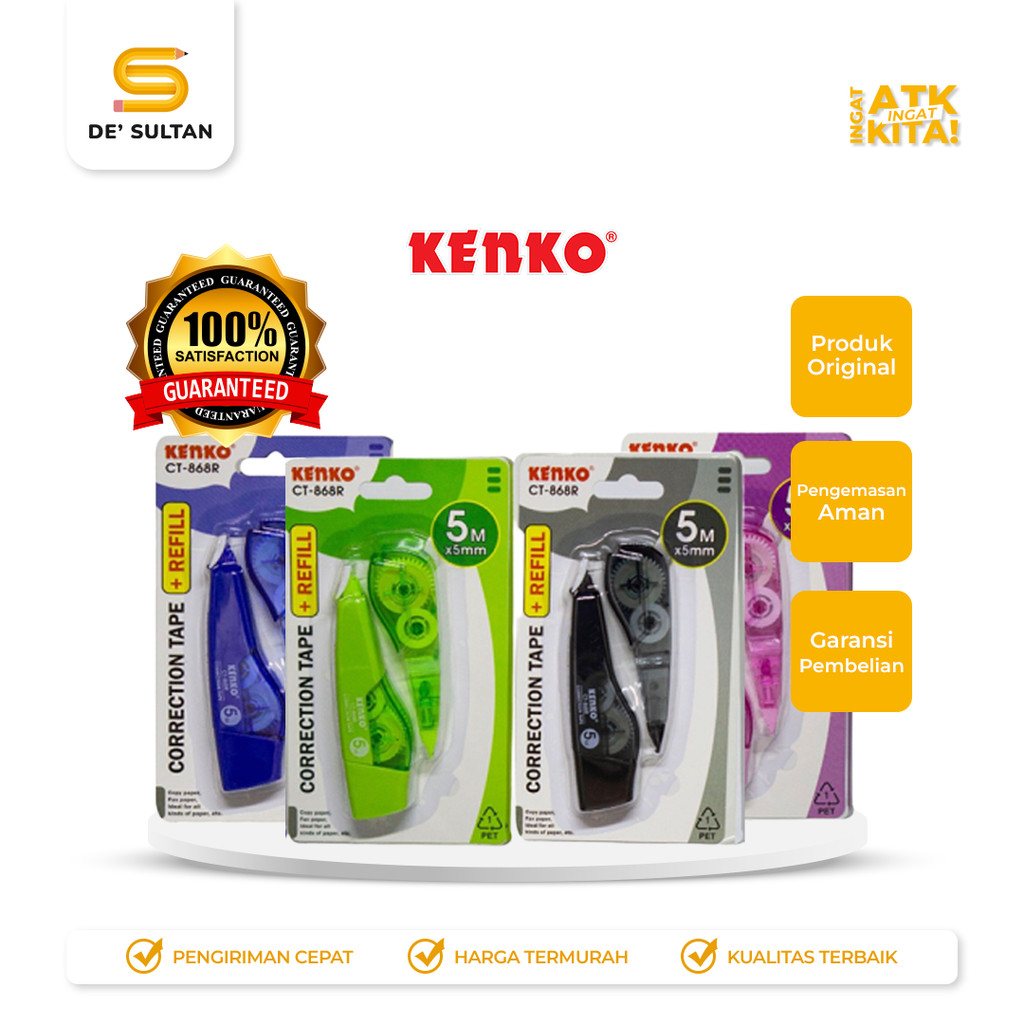 

KENKO PITA KOREKSI + ISI ULANG/ CORRECTION TAPE + REFILL CT-868R [5M x 5mm] (1PC)