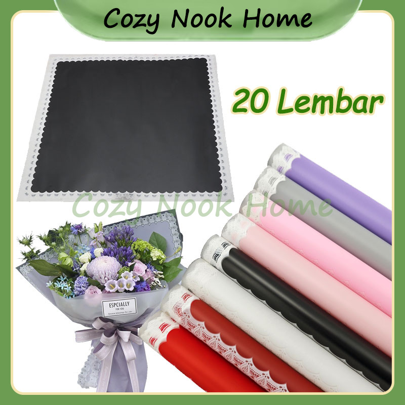 

20 Lembar Kertas Buket Bunga Motif Renda Lace Border / Kertas Buket Bunga / Cellephone Flower Wrapping Paper