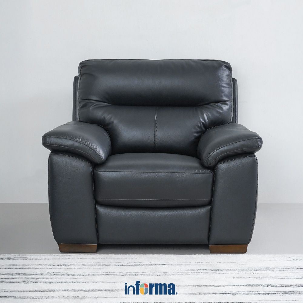 Informa Ferrara Fabian Sofa Kulit 1 Seater - Hitam Sofa Ruang Tamu Kursi Sofa Sofa Minimalis Kursi R