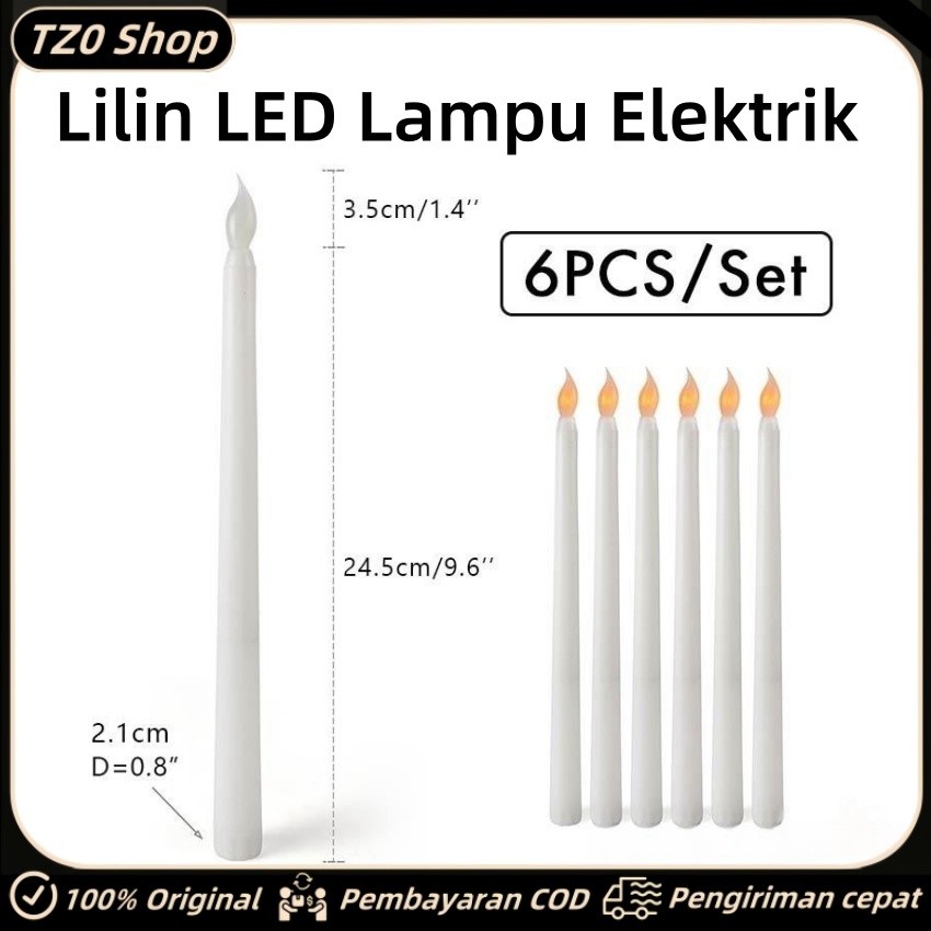 6PCS Lilin LED - Lilin Baterai Panjang - Lampu Elektrik Lilin - Lilin Lampu - Dekorasi Rumah - lampu
