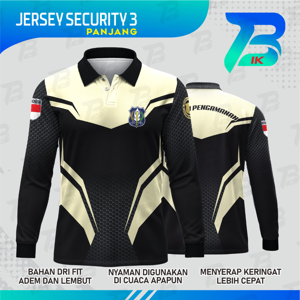 JERSEY WANGKI SATPAM BLACK CREAM LENGAN PANJANG/KAOS KERAH SATPAM BLACK CREAM FULLPRINT/JERSEY POLO